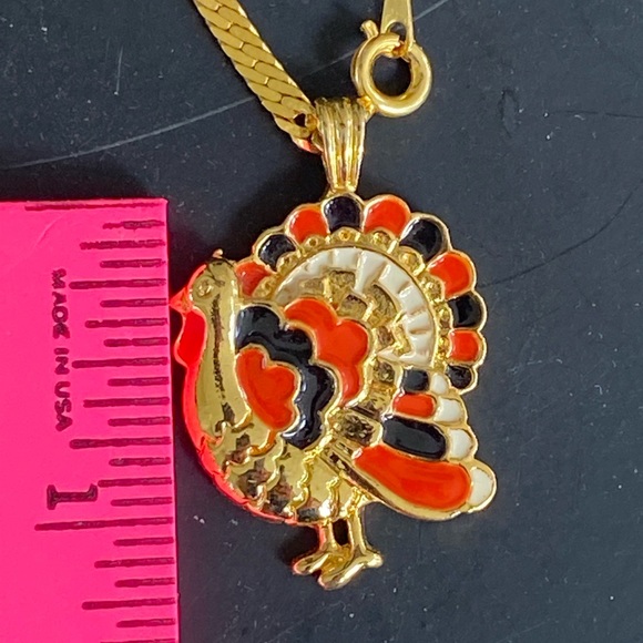 ACCESSOCRAFT N.Y.C. Turkey Necklace Earrings Fall Thanksgiving Enamel Jewelry - Picture 15 of 16